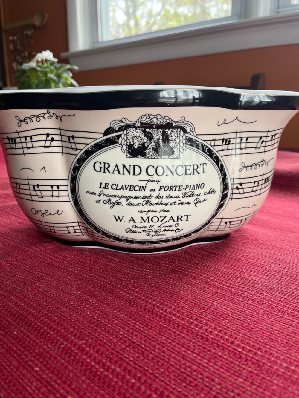 Grand Concert Music Score Ceramic Bowl - Black,Pink & Cream